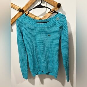 Lacoste VINTAGE Women's Aqua Blue Knit Sweater